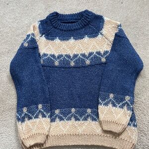 Navy and Beige Fair Isle Knit Sweater